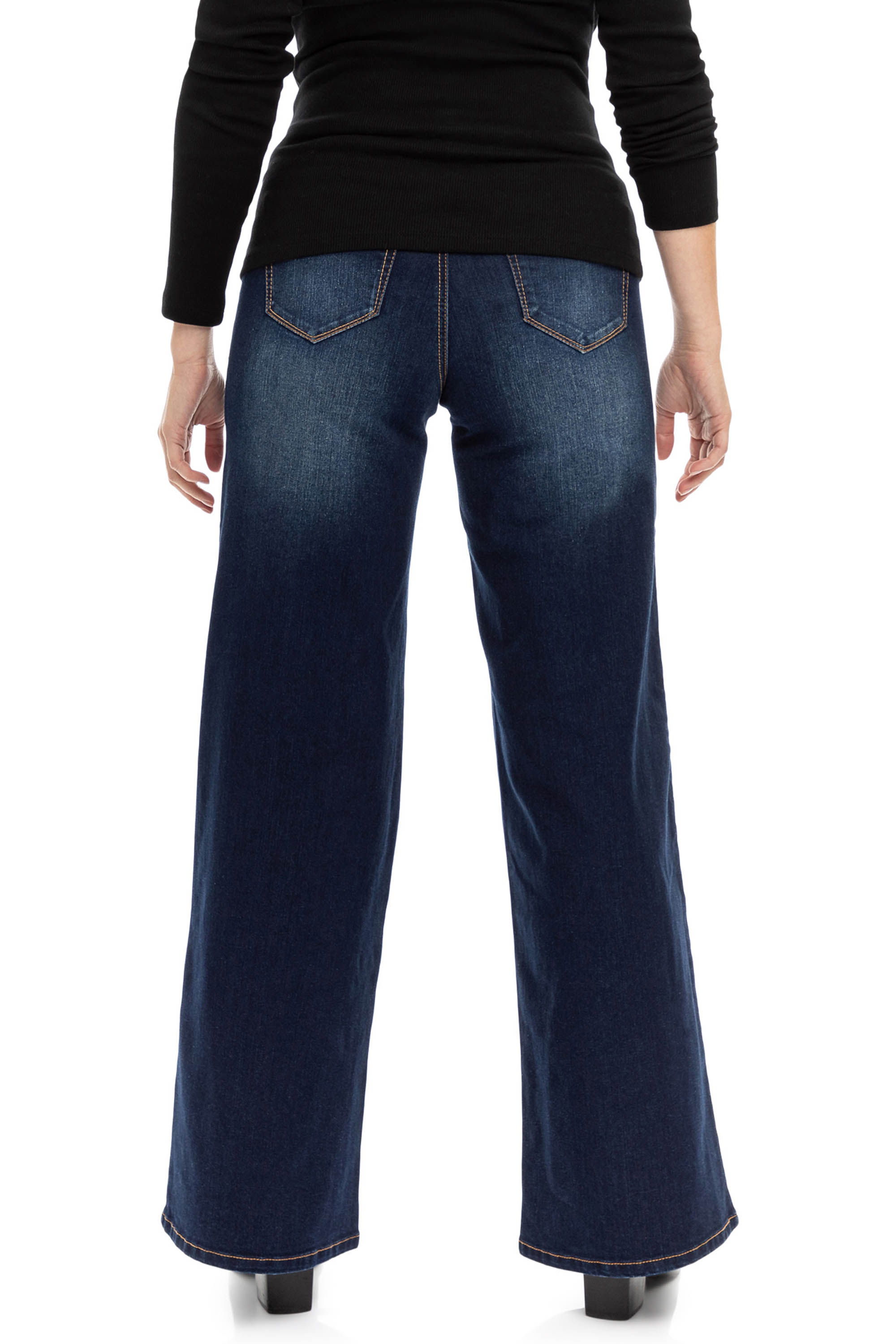 Wide Leg Stretch Maternity Jeans With Bellyband 1822 Denim