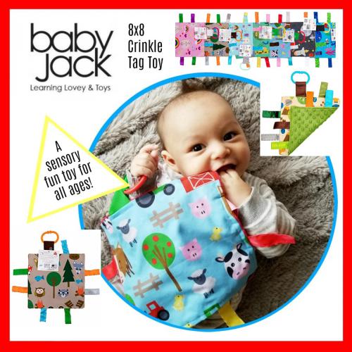Baby Jack Tag Toy 8x8 Crinkle Square