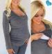 Bun Maternity Longsleeve Nursing Tee--Charcoal Grey Medium Only