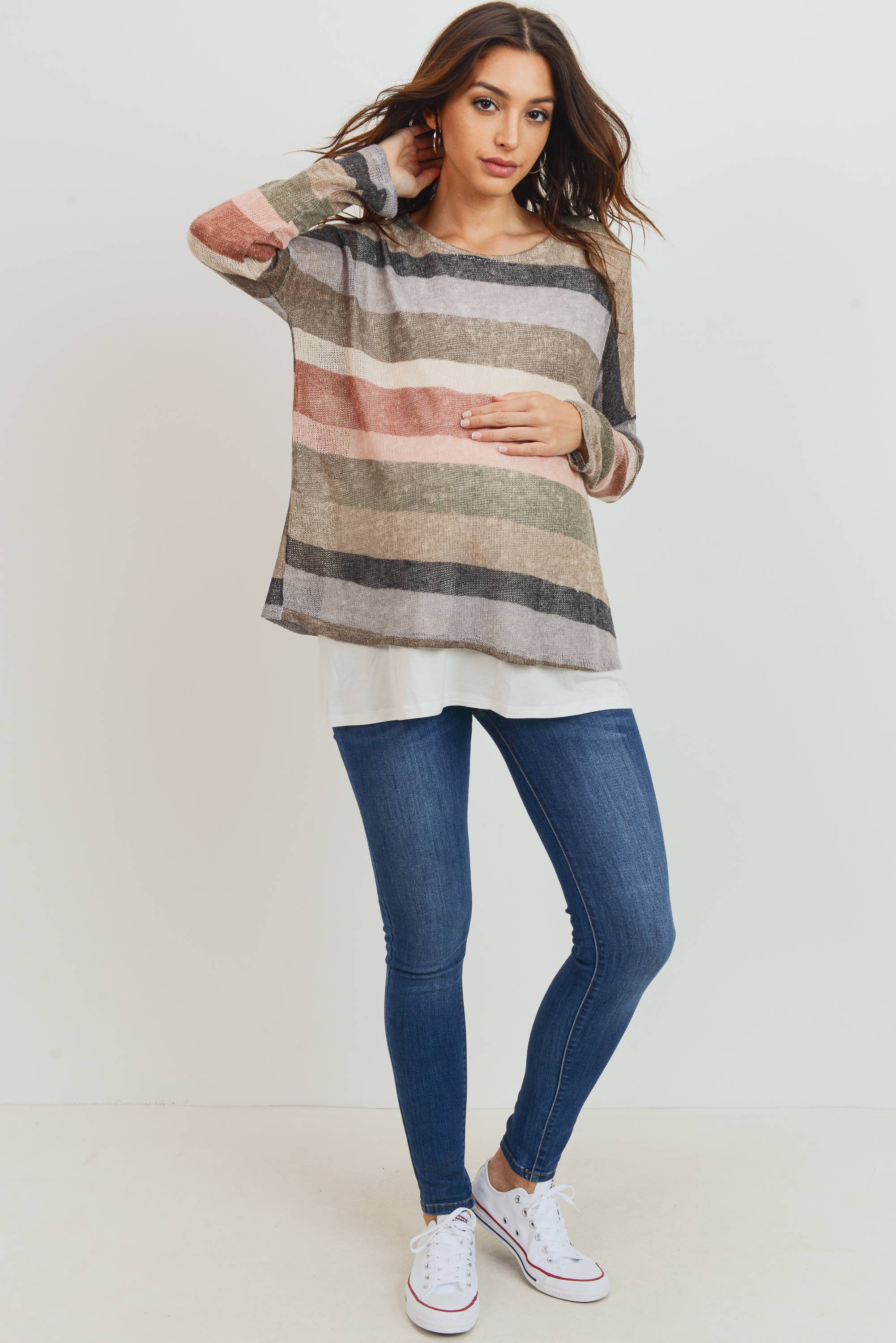 Striped Nursing/Maternity Knit Top