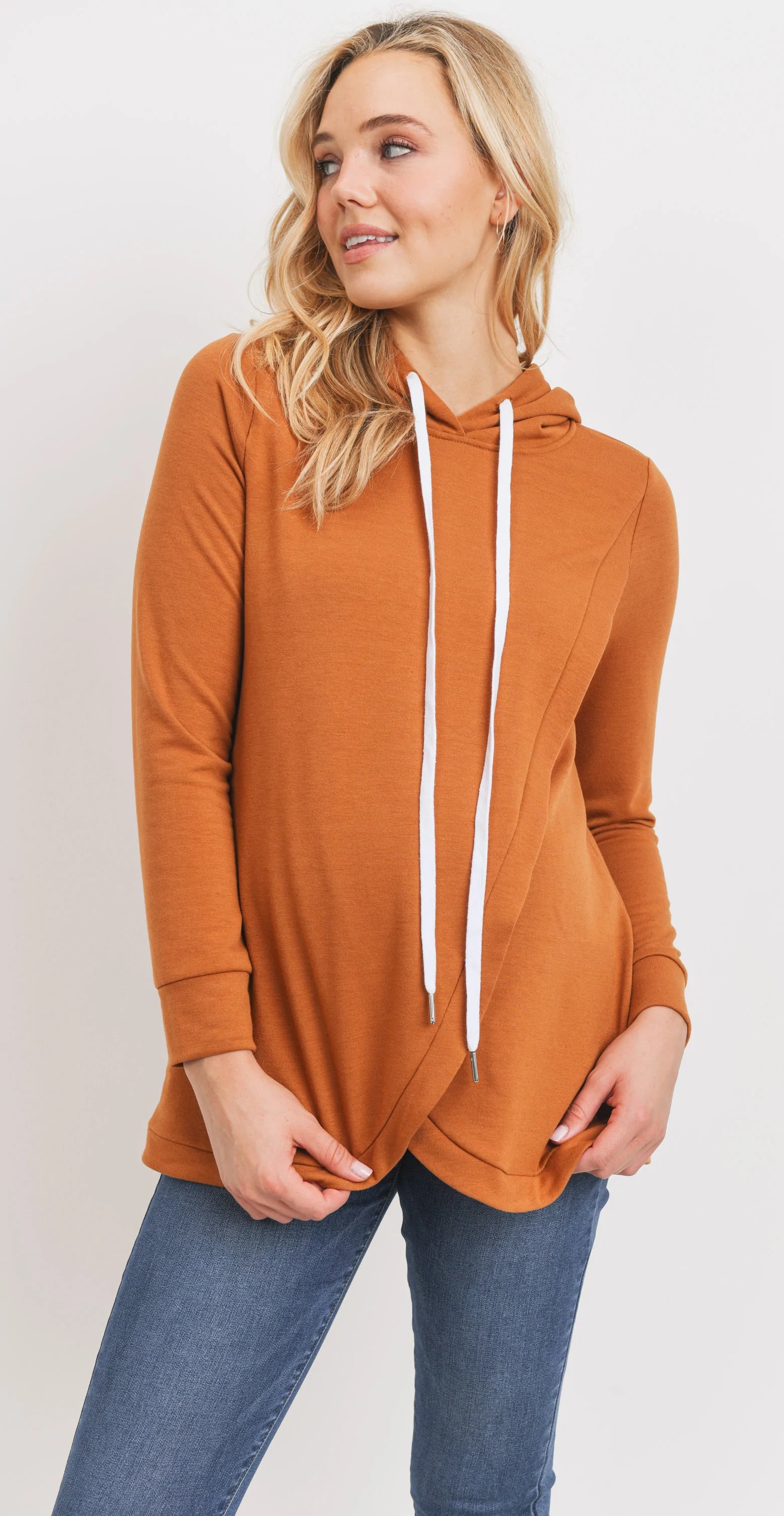 Heavy Brushed French Terry Maternity/Nursing Hoodie Pumpkin