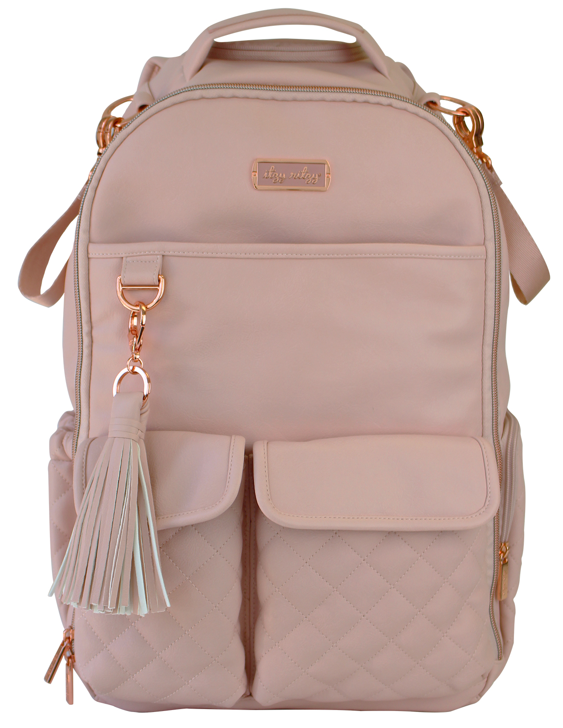 Itzy Ritzy Diaper Bag & Purse Charm Blush Keychain & Luggage Marker Features Durable Clasp & Trendy Rose Gold Hardware