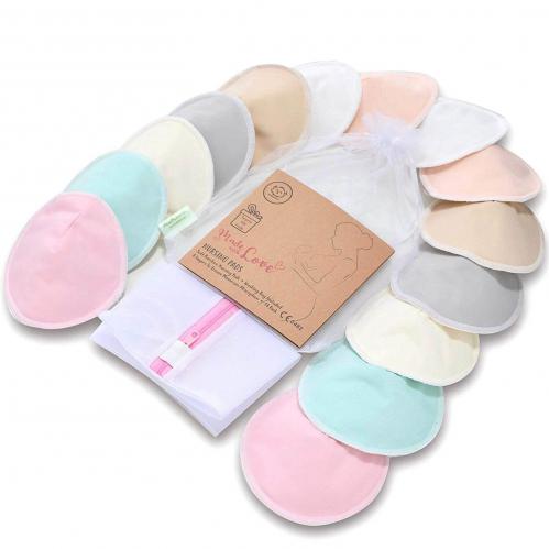 Keababies Organic Bamboo Pastel Nursing Pads for Breastfeeding - 7 Pairs