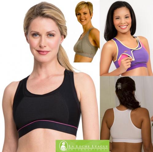 La Leche League International Womens' Pullover Sport Bra - White/Gray - 3X- Large 