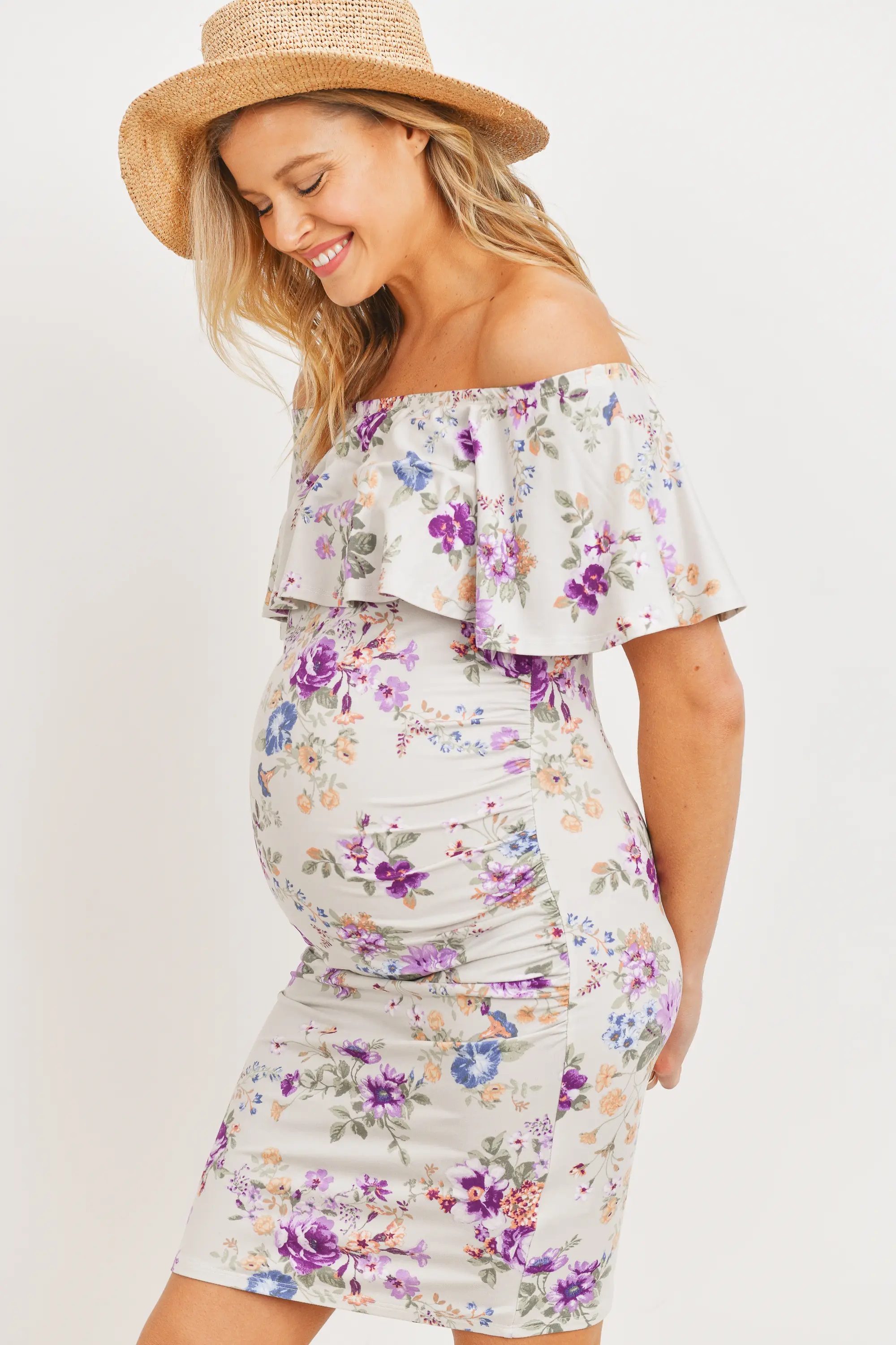 slim fit dress slacks Maternity Gowns Long Sleeve​ Fitted Maternity Dress With Sleeves –  vivymakudress main image 0