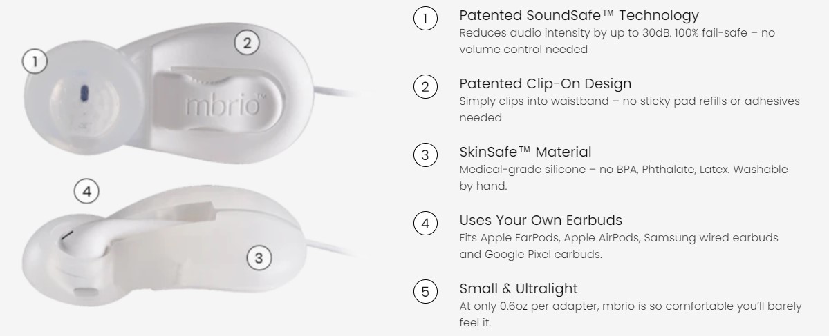 Mbrio Pregnancy Earbud Adapter Headphones