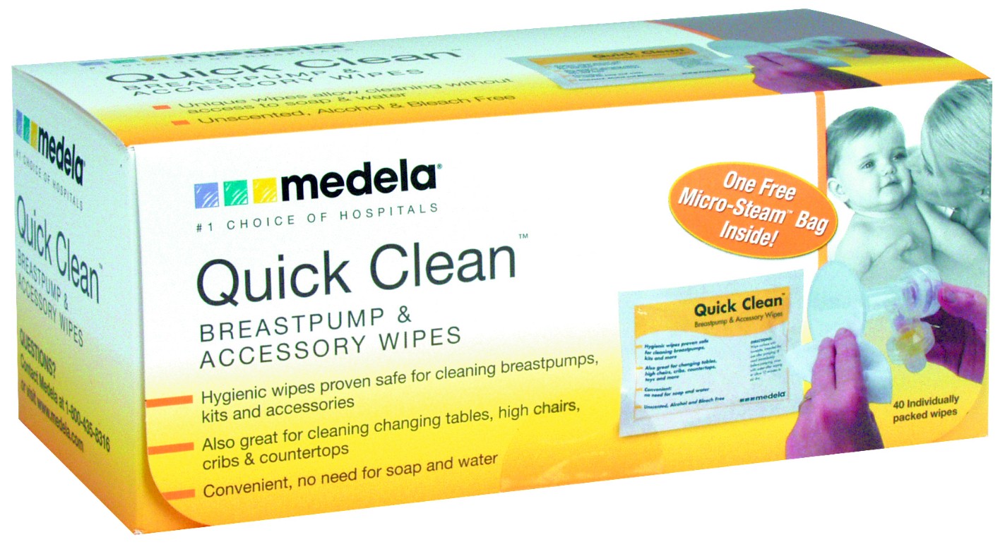 Medela Quick Clean Wipes, for Breastpumps & Accessories, Individually Packed - 40 wipes