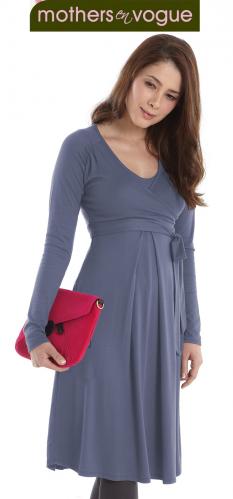 Mothers En Vogue Faux Wrap Nursing Dress--Lavender