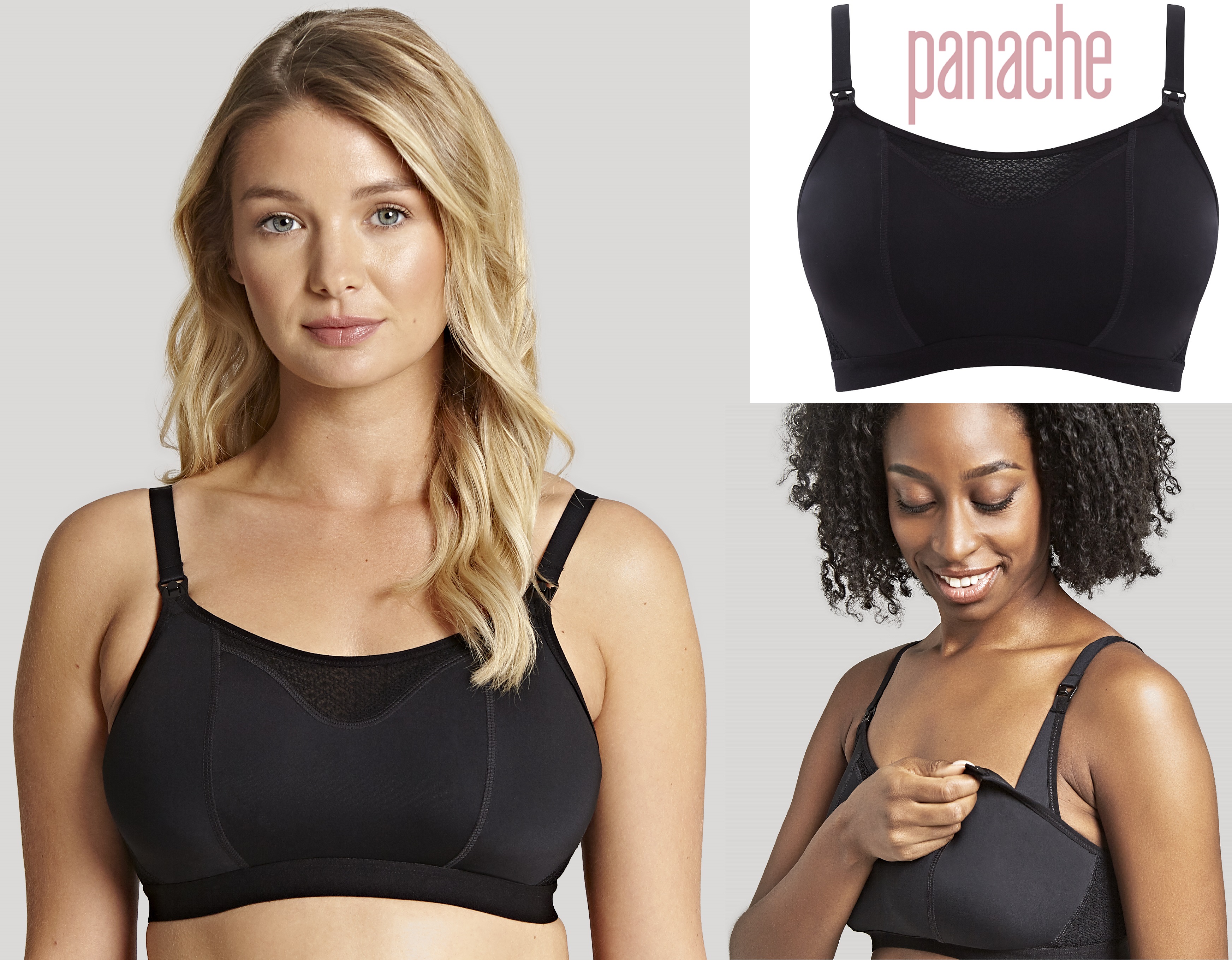 Panache Katherine Non-Wire Molded Crop Nursing Bra (10391),36D,Black 