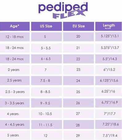 Pediped Foot Sizing Chart