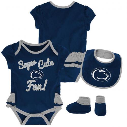 Penn State Super Cute Girl Onesie, Bib & Bootie Set