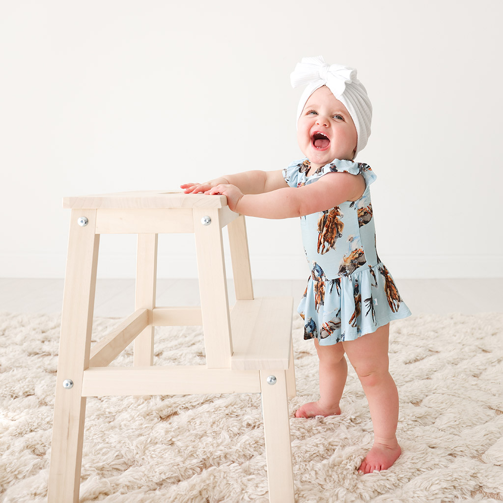 Posh Peanut Brody Capsleeve Henley Twirl Skirt Bodysuit