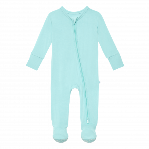 Posh Peanut Robins Egg Blue Footie Zippered Baby One Piece 