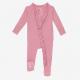 Posh Peanut Dusty Rose Footie Ruffled Zippered One Piece 2