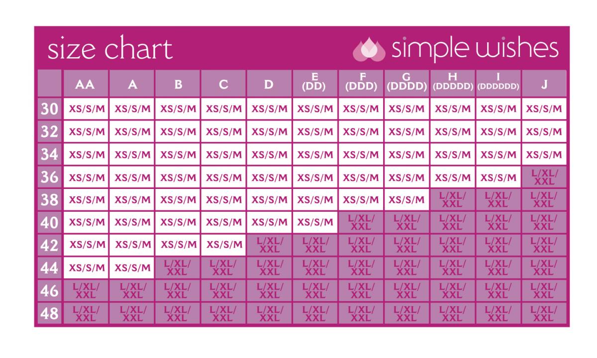 Simple Wishes Hands Free Bra Size Chart