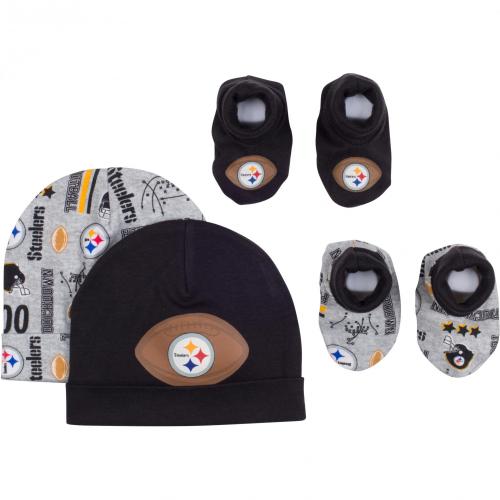 Steelers Baby 2 Caps & 2 Booties Set