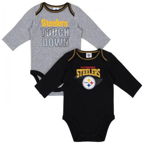 Steelers Black & Grey Longsleeve Onesie--2 Pack