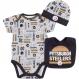 Steelers Sporty Grey Bib, Cap & Bodysuit Set